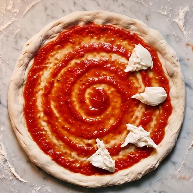 Pieces of mozzarella laid on the tomato